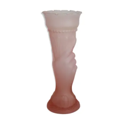 Vase art déco rose main - verre