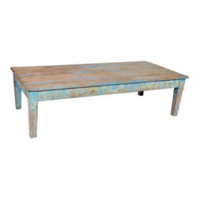 Table basse indienne - bleu bois