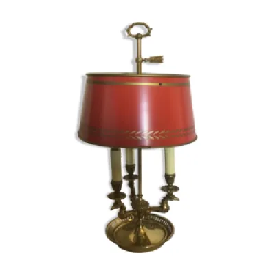 Lampe bouillotte bronze - rouge abat