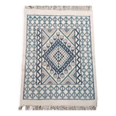 tapis margoum blanc bleu - gris