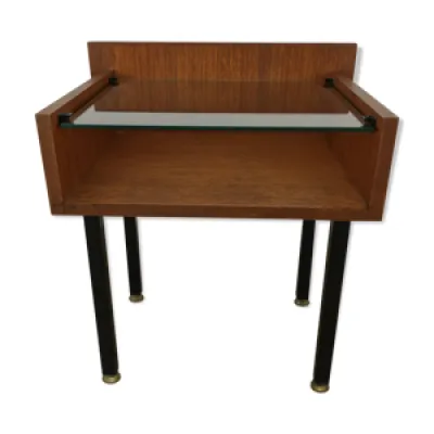 Table de chevet moderniste - verre bois