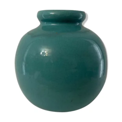Vase boule grès émaillé - turquoise