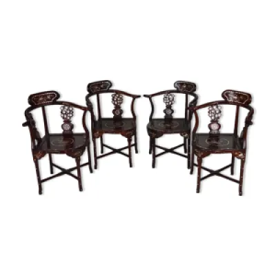4 fauteuils asiatiques - bois