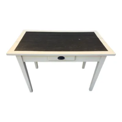 Table/bureau pieds carrés - beige noir