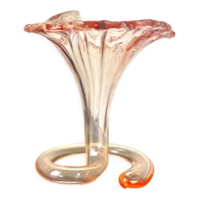 Vase trompette rose italie 1970