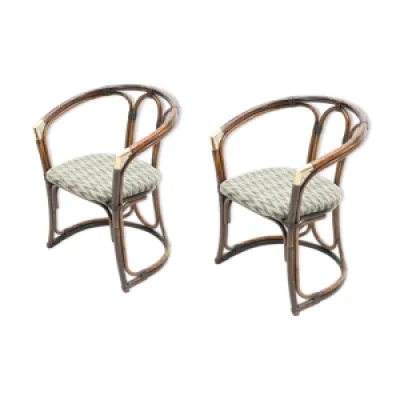 paire de fauteuils bambou - laiton 1960
