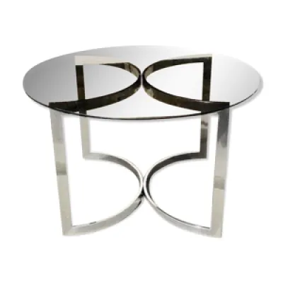 Table à diner ronde - verre acier