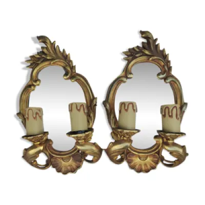 Paire d'appliques en - louis bronze miroir