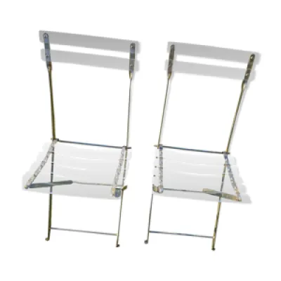 2 chaises pliantes invisibles - transparent plexiglas