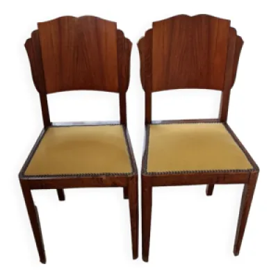 2 chaises 1950 Art Déco - noyer ronce