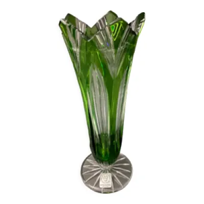 Vase cornet en cristal - blanc vert