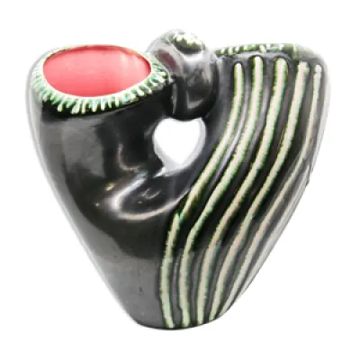Vase panier en céramique - verte