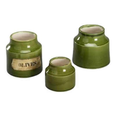 Pots en céramique verts - circa 1960