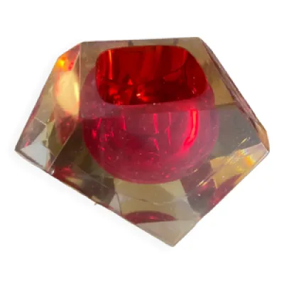Cendrier rouge en cristal - 1980s