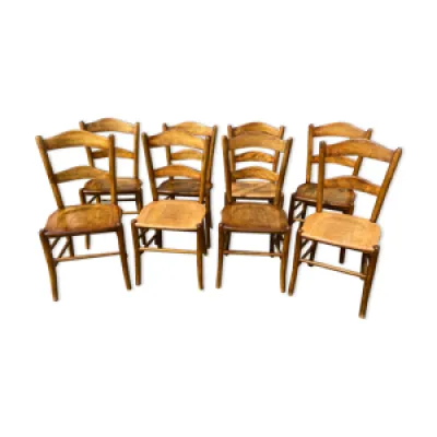 8 chaises bistrot 1970 - bois