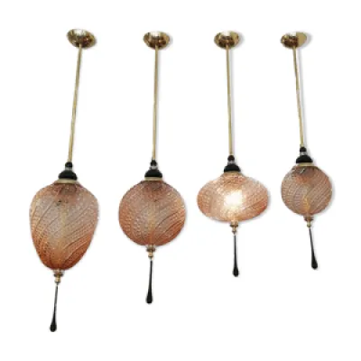 Ensemble de 4 lanternes - laiton murano