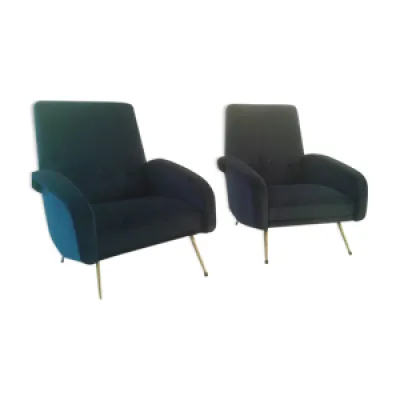Paire de fauteuils des - 1950 bleu