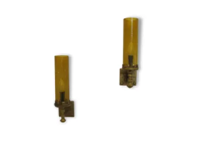 Pair of wall sconces, - yellow