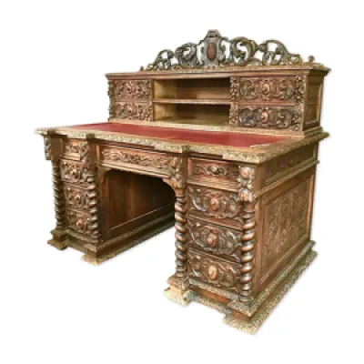 Bureau en bois sculpté - style henri