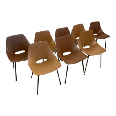 Série de 8 chaises Amsterdam - tonneau pierre guariche