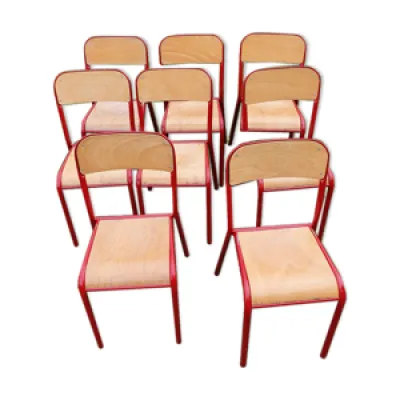 8 chaises tube bordeaux