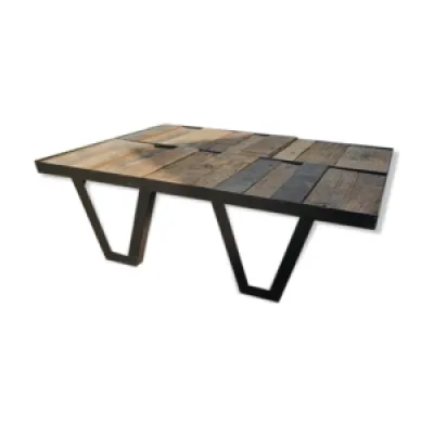 table basse bois et métal - style
