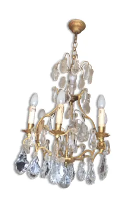 lustre bronze et pampilles - cristal branches