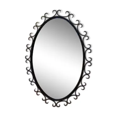 Miroir ovale, cadre fer - noir