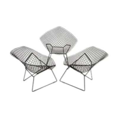 Set de 3 fauteuils Diamond - bertoia knoll international