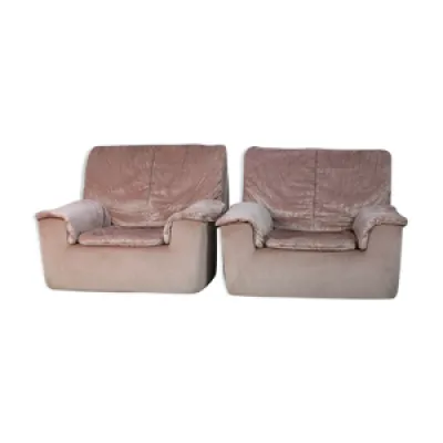 Paire de fauteuils mousse - velours rose