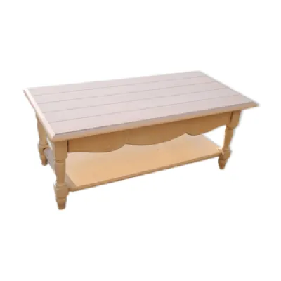 Ancienne Table Basse - blanc bois