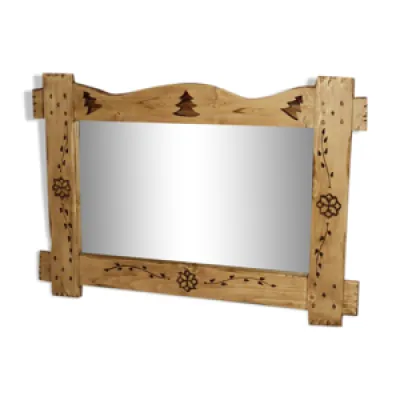 Miroir artisanal en bois - chalet montagne