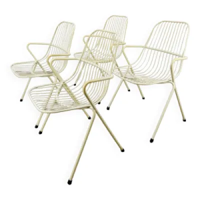 4 chaises fil d'acier - blanc