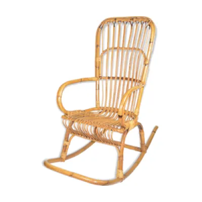 Rocking-chair en rotin - 1970 style