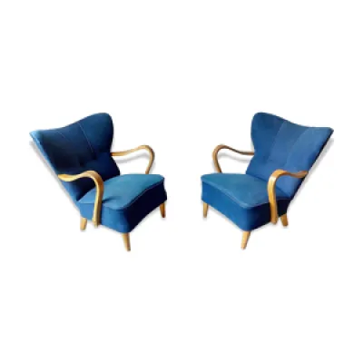 Paire de fauteuils wing - bleu scandinave