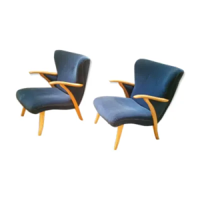 Paire de fauteuils scandinave - bleus