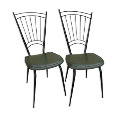 Paire de chaises en métal - vert