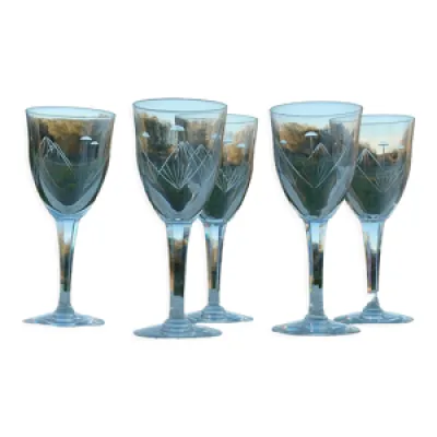 5 verres à eau en cristal - saint louis facettes