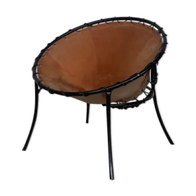 fauteuil en métal tubulaire - cuir 1960
