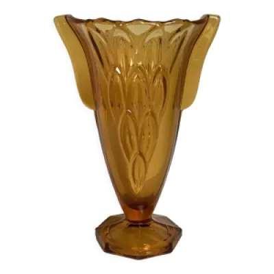 Ancien vase anses ailes - art jaune