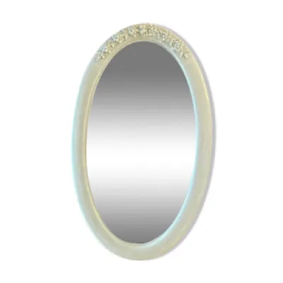 Miroir ovale biseauté - art deco bois