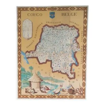Carte affiche du Congo - belge