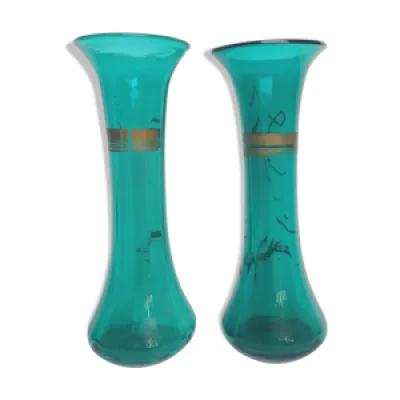 Paire de vases tronconiques - 1900 verre
