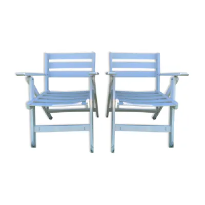 Paire de fauteuils pliants - blanc bois