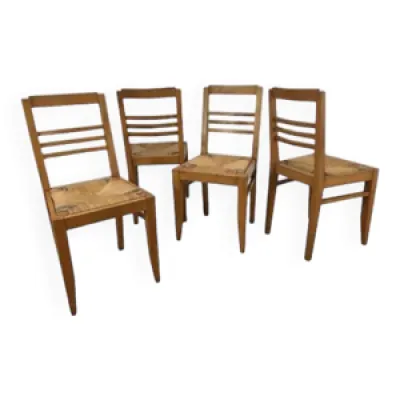 4 chaises bistrot reconstruction - bois paille