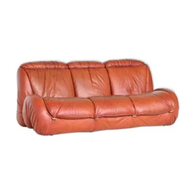 Canapé de salon trois - cuir marron