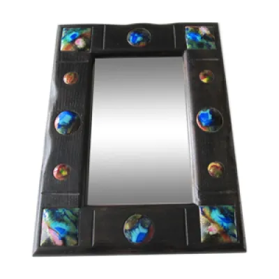 miroir rectangle cadre - bois 1960