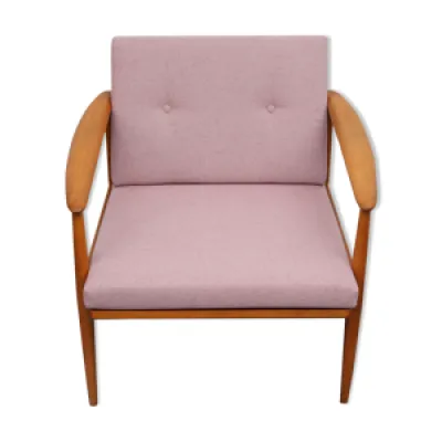 fauteuil rose scandinave - bois 1960