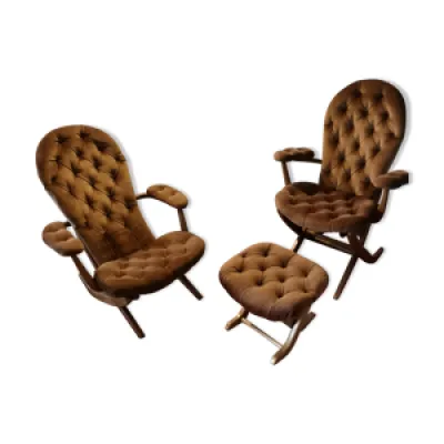 Paire de fauteuils pliant - 1950 ottoman