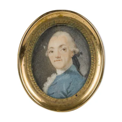Miniature du XVIIIe portrait - signee